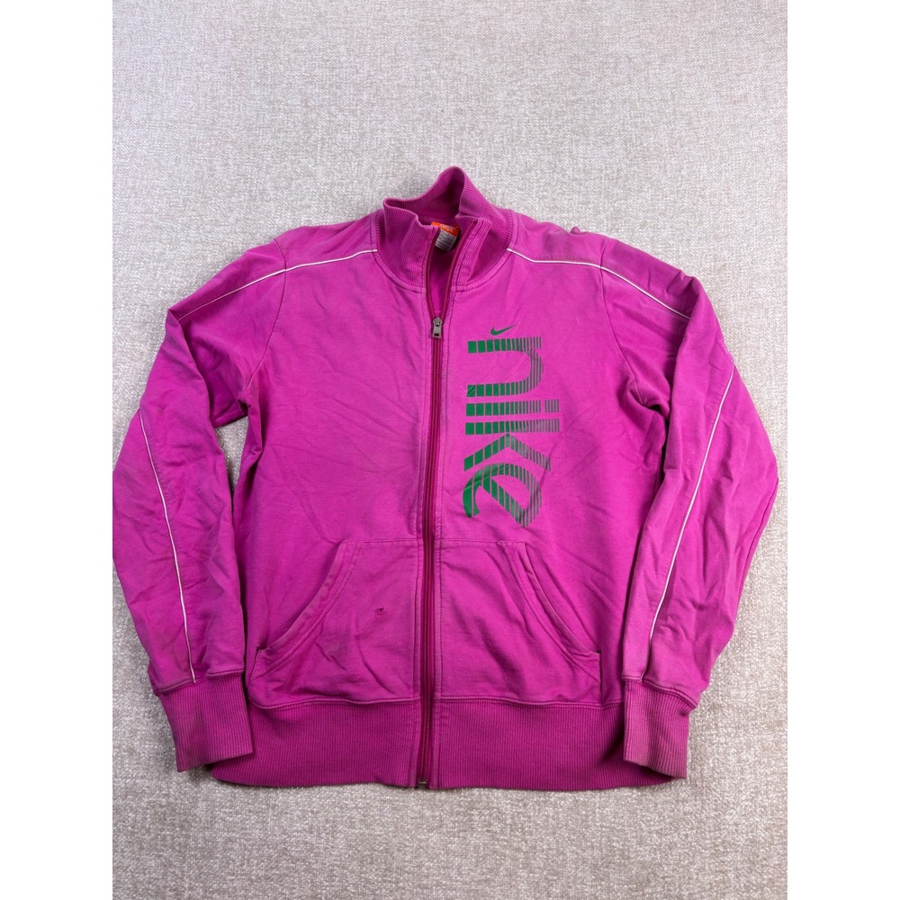 Nike Girls Athletic Dept Full Zip Track Jacket Pink Green Graphic Large 12-14